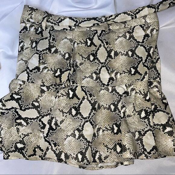 Zara Basic skirt snake/python print fit flare tie waisted skirt mini size M - Picture 12 of 16